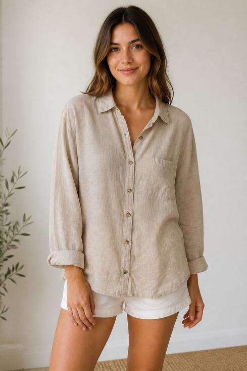 Old Navy Tops - Old Navy Beige Boyfriend Button Down Shirt XL
